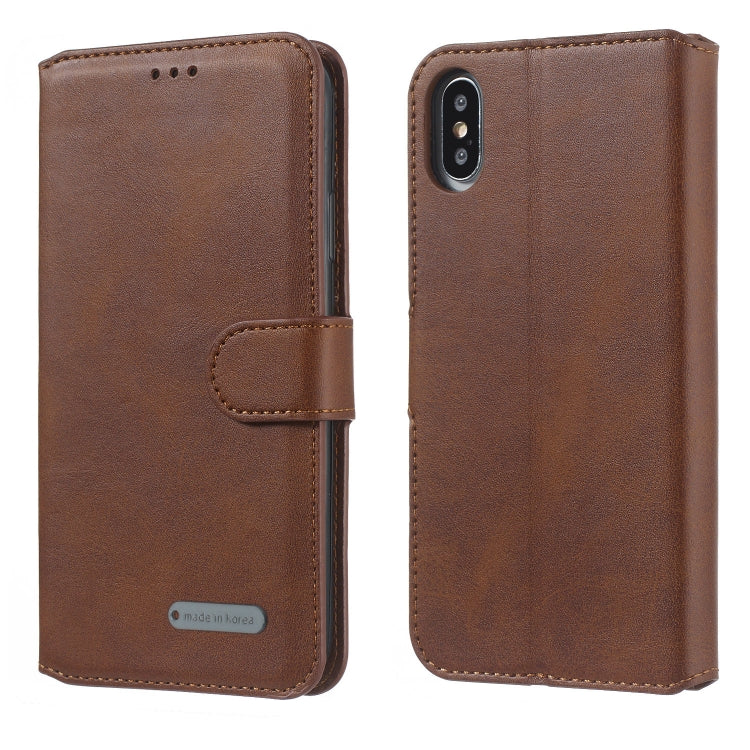 For iPhone XS Max Solid Color Buckle Horizontal Flip Leather Case with Wallet & Holder & Card Slots