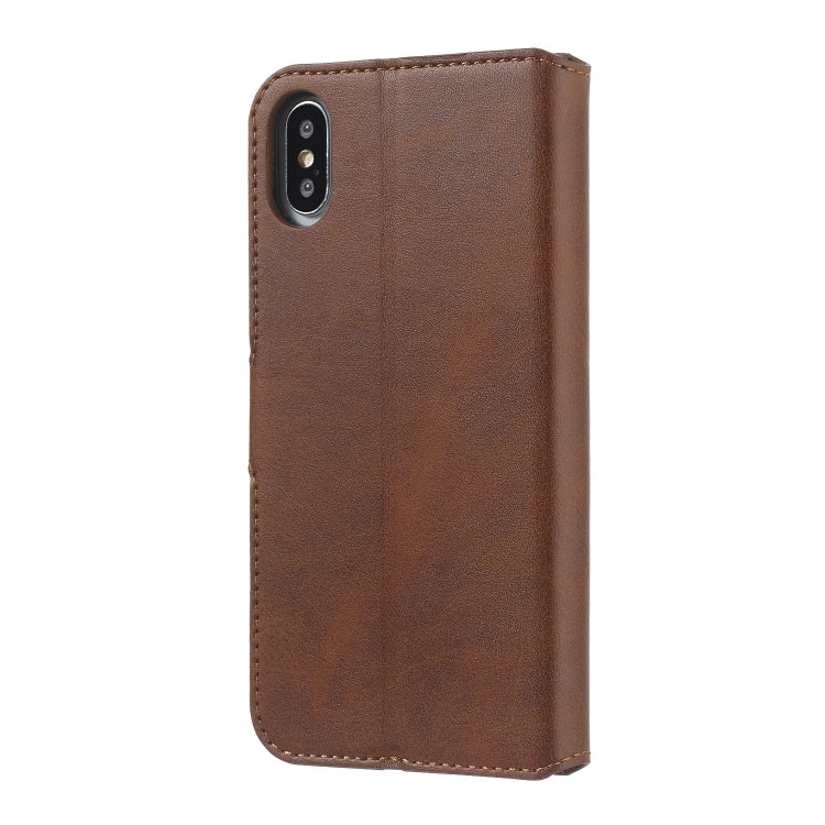 For iPhone XS Max Solid Color Buckle Horizontal Flip Leather Case with Wallet & Holder & Card Slots