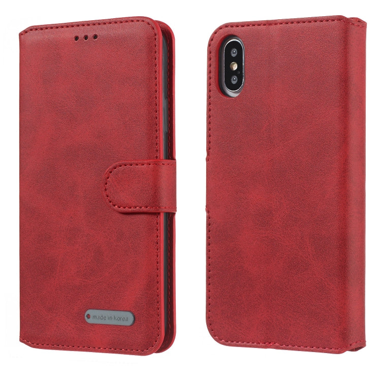 For iPhone XS Max Solid Color Buckle Horizontal Flip Leather Case with Wallet & Holder & Card Slots