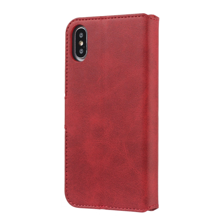 For iPhone XS Max Solid Color Buckle Horizontal Flip Leather Case with Wallet & Holder & Card Slots