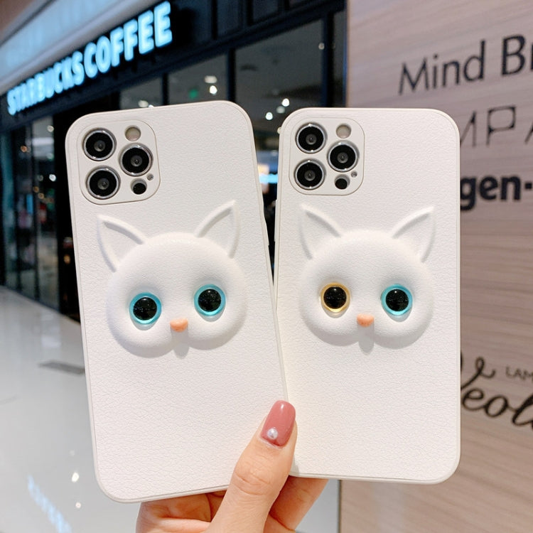 For iPhone 12 mini Cute Cartoon White Cat Full Coverage Case