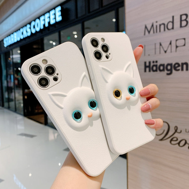For iPhone 12 Cute Cartoon White Cat Full Coverage Case