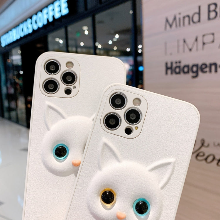 For iPhone 12 Pro Cute Cartoon White Cat Full Coverage Case