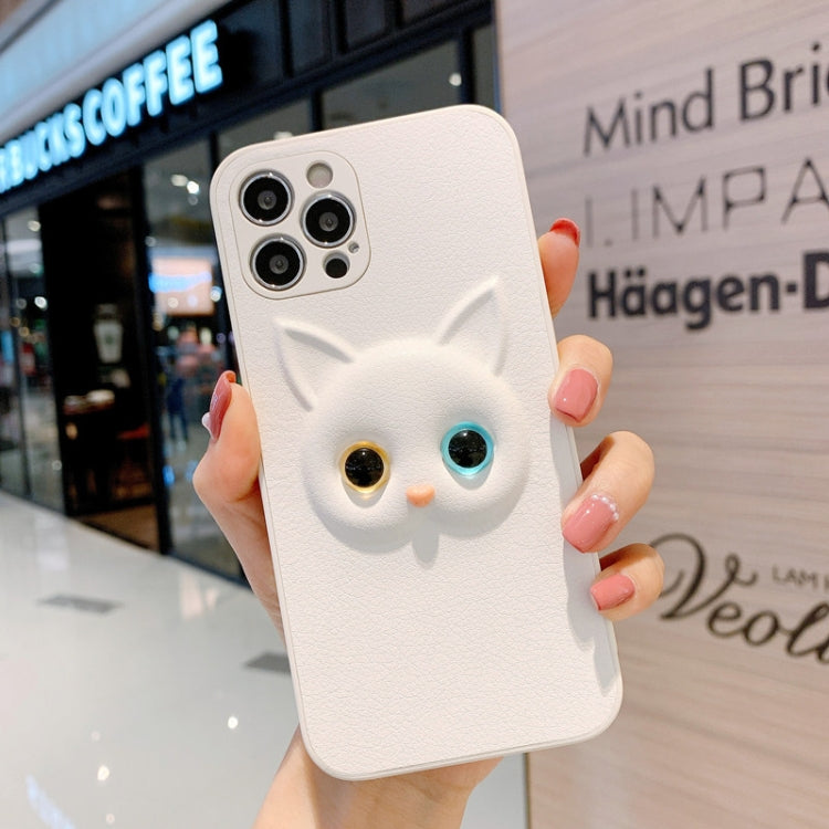 For iPhone 12 Pro Max Cute Cartoon White Cat Full Coverage Case