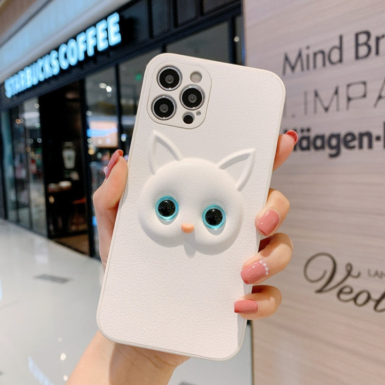 For iPhone 12 Pro Max Cute Cartoon White Cat Full Coverage Case