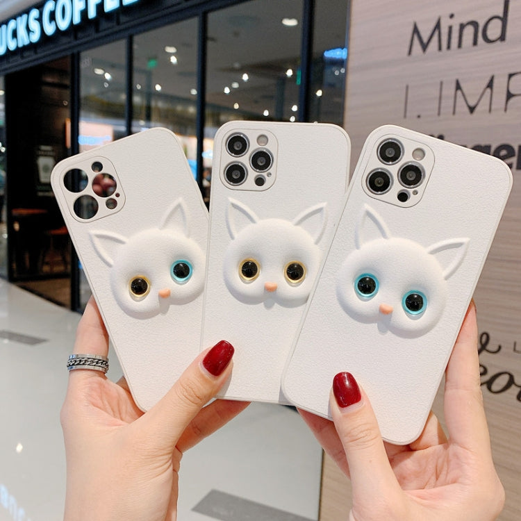 For iPhone 12 Pro Max Cute Cartoon White Cat Full Coverage Case