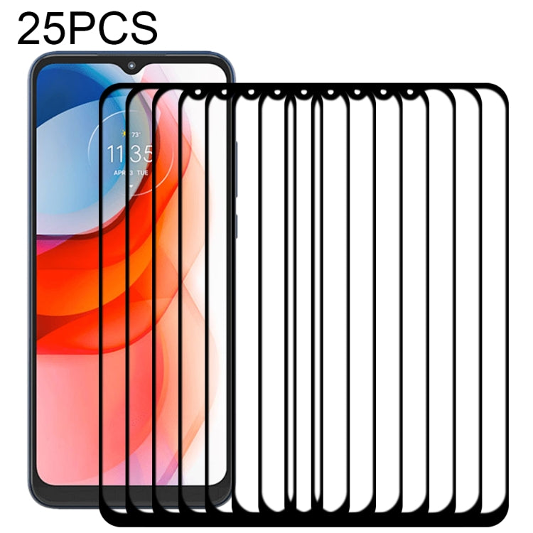 For Motorola Moto G Play (2021) 25 PCS Full Glue Full Screen Tempered Glass Film