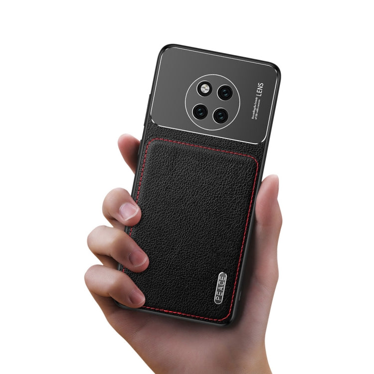 For Huawei Mate 20 Pro Frosted Metal + Leather Texture Protective Case