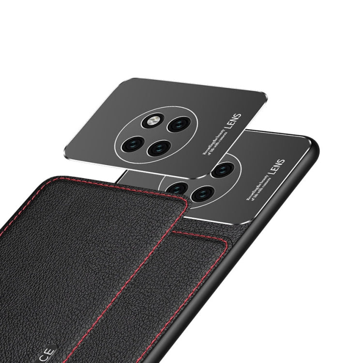 For Huawei Mate 20 Pro Frosted Metal + Leather Texture Protective Case