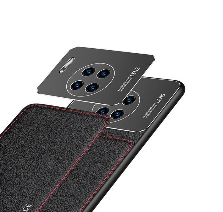For Huawei Mate 30 Frosted Metal + Leather Texture Protective Case