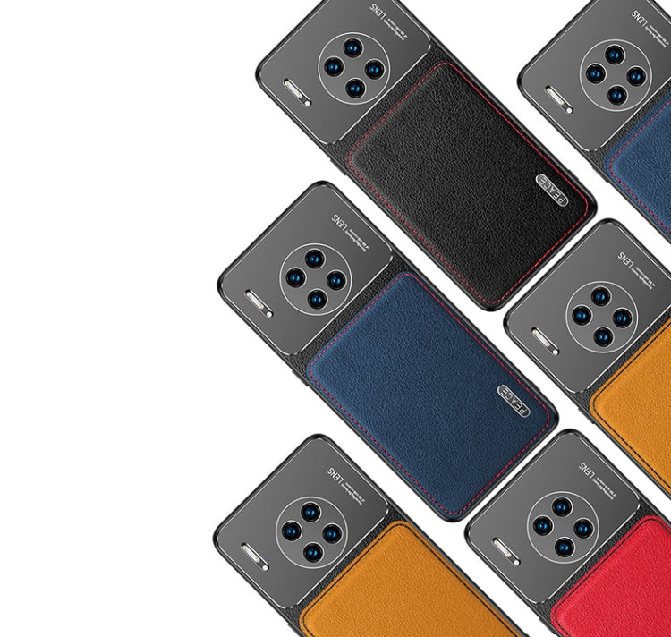 For Huawei Mate 30 Frosted Metal + Leather Texture Protective Case