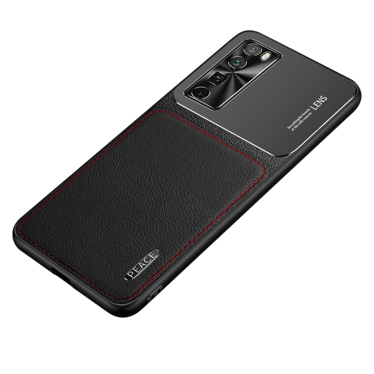 For Huawei nova 7 5G Frosted Metal + Leather Texture Protective Case