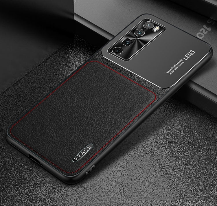 For Huawei nova 7 5G Frosted Metal + Leather Texture Protective Case