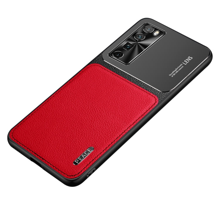 For Huawei nova 7 5G Frosted Metal + Leather Texture Protective Case