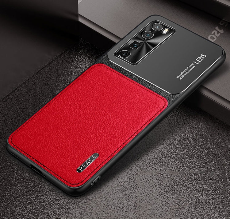 For Huawei nova 7 5G Frosted Metal + Leather Texture Protective Case