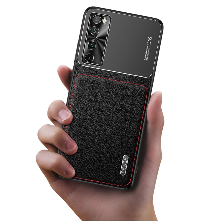 For Huawei nova 7 5G Frosted Metal + Leather Texture Protective Case
