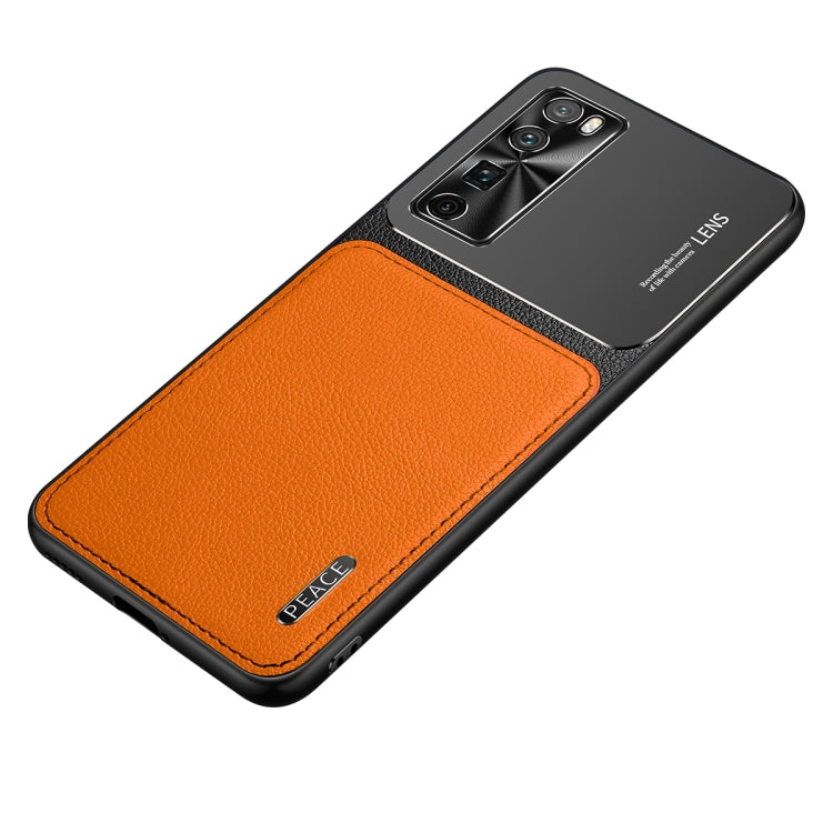 For Huawei nova 7 5G Frosted Metal + Leather Texture Protective Case