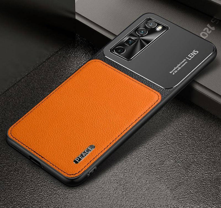 For Huawei nova 7 5G Frosted Metal + Leather Texture Protective Case