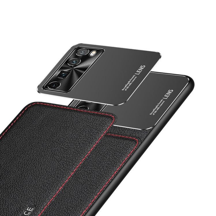 For Huawei nova 7 5G Frosted Metal + Leather Texture Protective Case