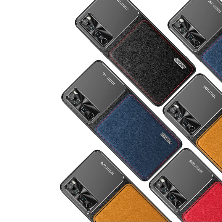 For Huawei nova 7 5G Frosted Metal + Leather Texture Protective Case