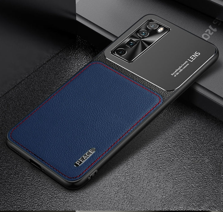 For Huawei nova 7 5G Frosted Metal + Leather Texture Protective Case