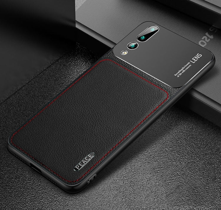For Huawei P20 Pro Frosted Metal + Leather Texture Protective Case