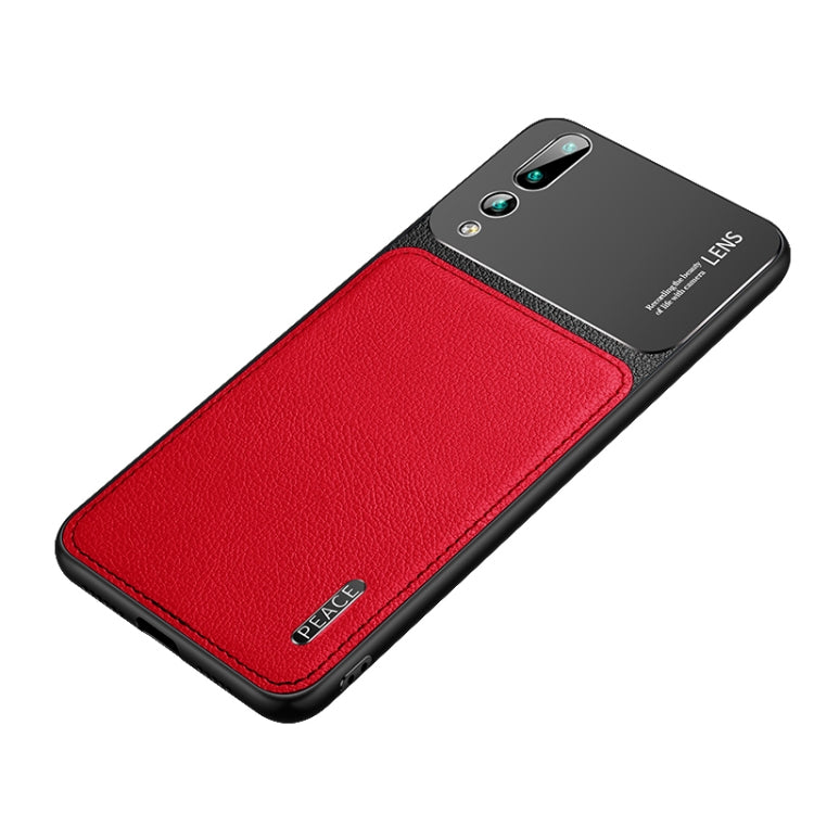 For Huawei P20 Pro Frosted Metal + Leather Texture Protective Case
