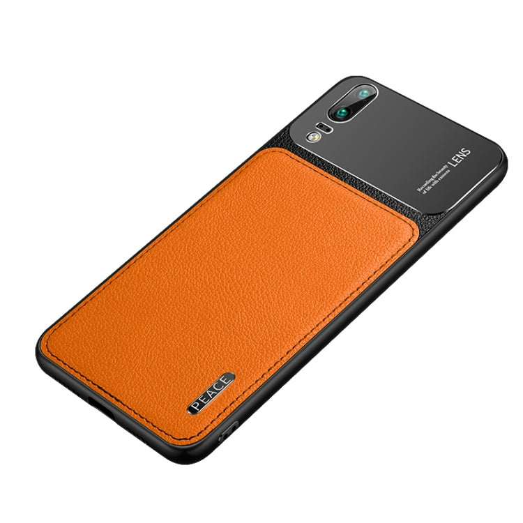 For Huawei P20 Pro Frosted Metal + Leather Texture Protective Case