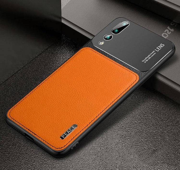 For Huawei P20 Pro Frosted Metal + Leather Texture Protective Case