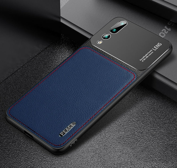 For Huawei P20 Pro Frosted Metal + Leather Texture Protective Case