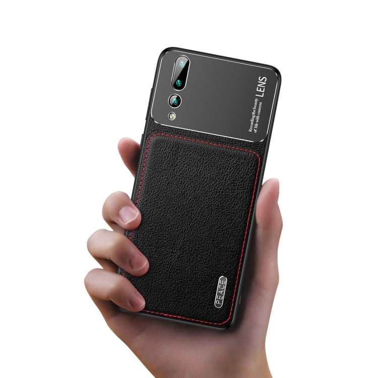 For Huawei P20 Pro Frosted Metal + Leather Texture Protective Case