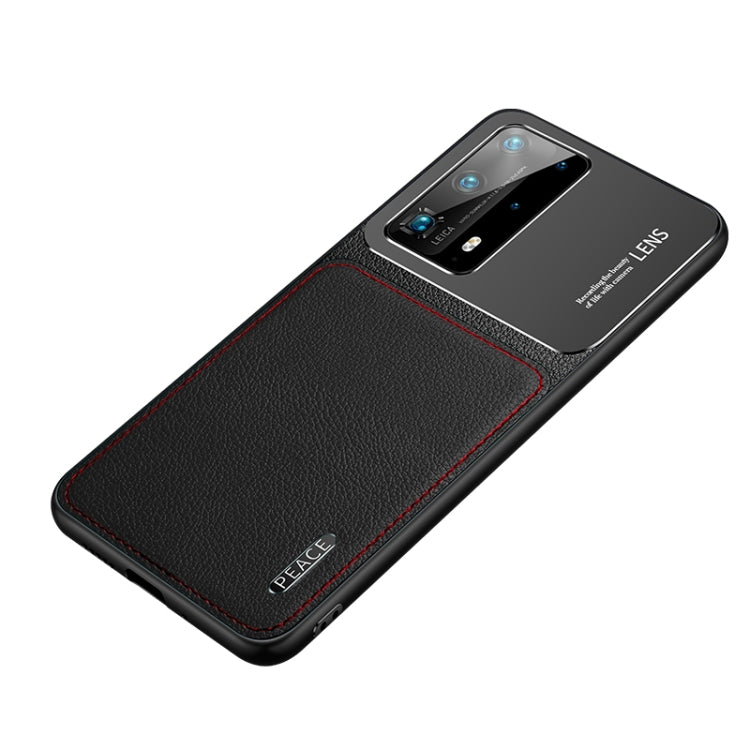 For Huawei P40 Frosted Metal + Leather Texture Protective Case