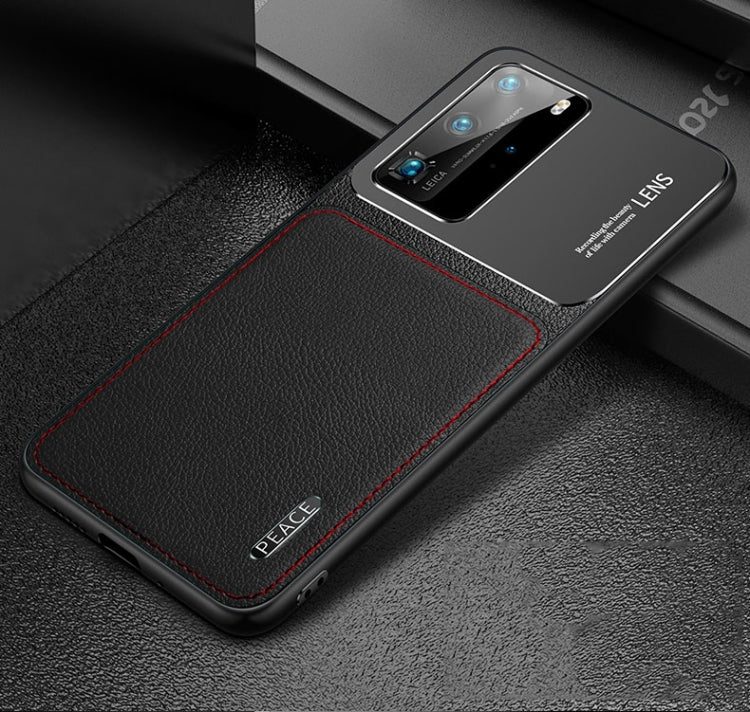For Huawei P40 Frosted Metal + Leather Texture Protective Case