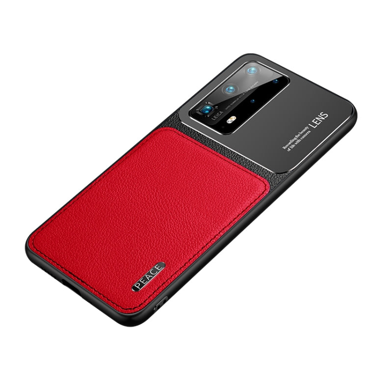 For Huawei P40 Frosted Metal + Leather Texture Protective Case