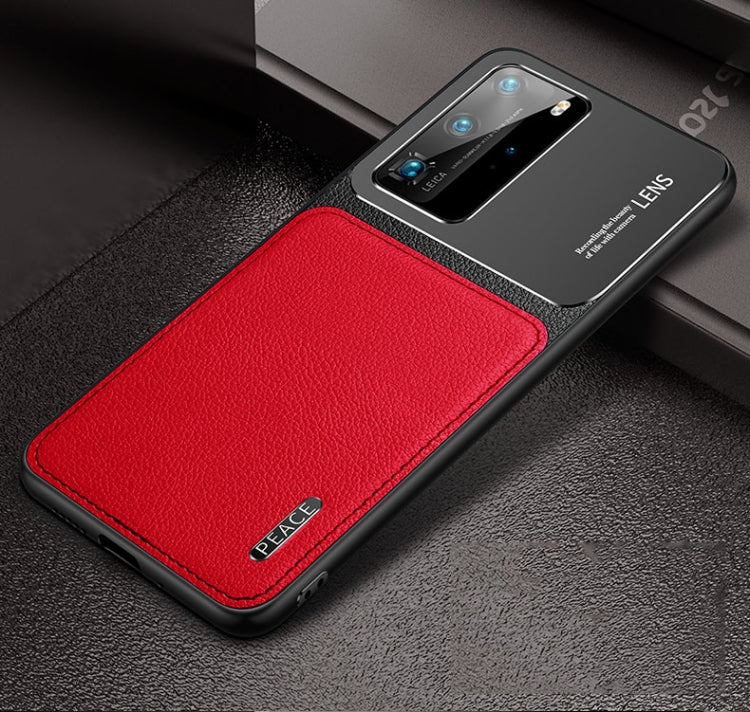 For Huawei P40 Frosted Metal + Leather Texture Protective Case