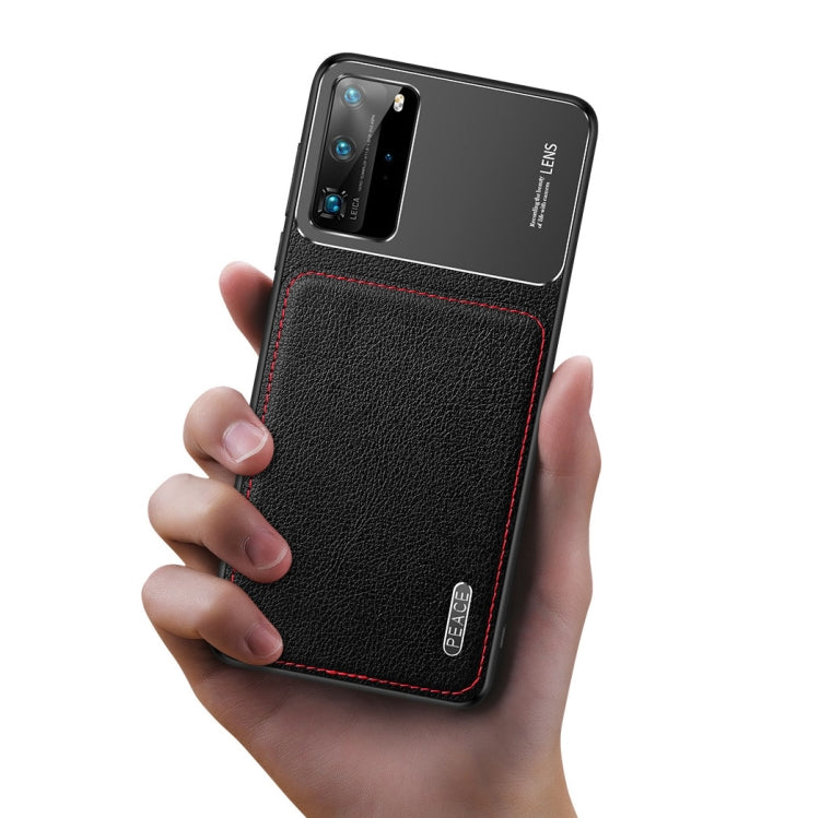 For Huawei P40 Frosted Metal + Leather Texture Protective Case