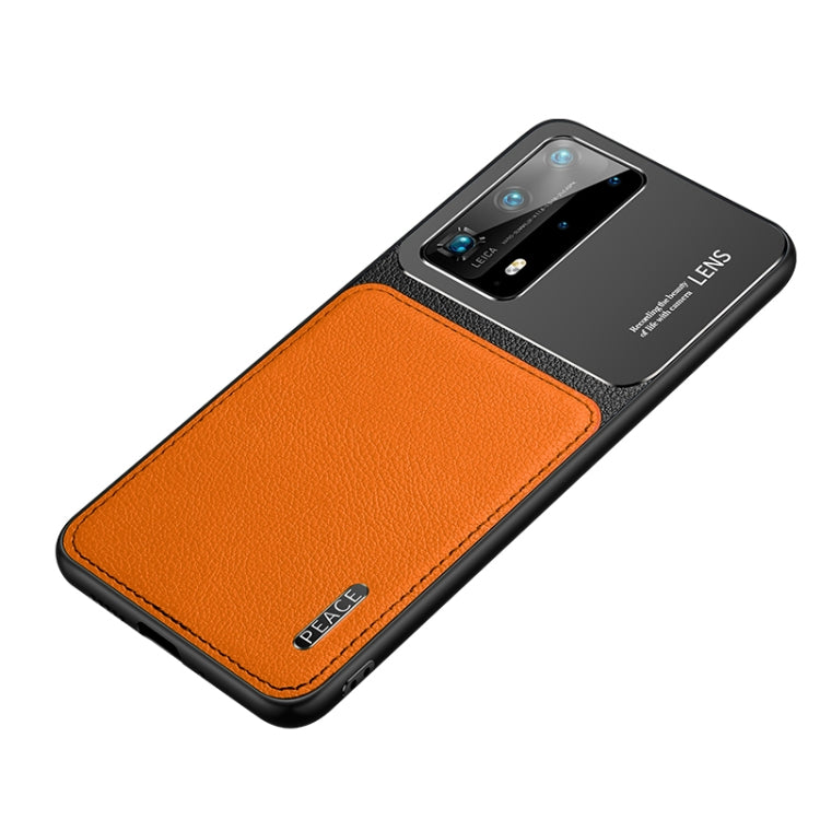 For Huawei P40 Frosted Metal + Leather Texture Protective Case