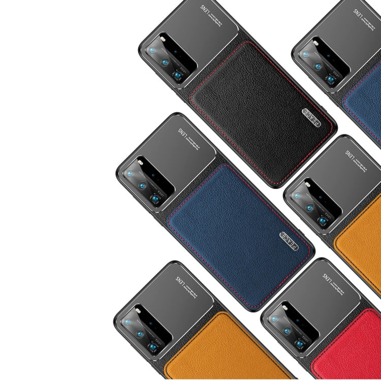 For Huawei P40 Frosted Metal + Leather Texture Protective Case