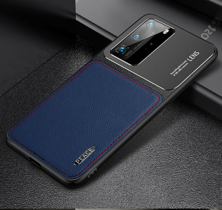 For Huawei P40 Frosted Metal + Leather Texture Protective Case