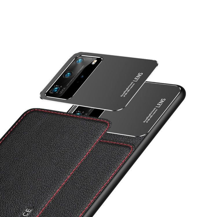 For Huawei P40 Frosted Metal + Leather Texture Protective Case
