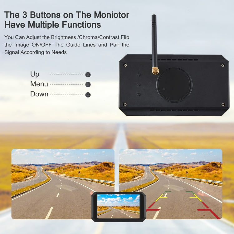 PZ719 Car 5 inch 1080P HD Digital Signal Wireless Reversing Image Rear View Camera