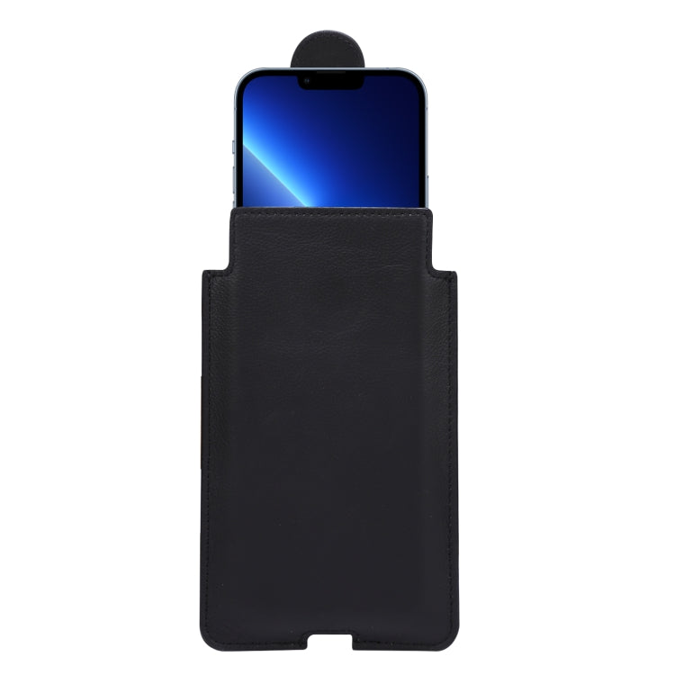 Universal Cow Leather Vertical Mobile Phone Leather Case Waist Bag For 6.7 inch and Below Phones