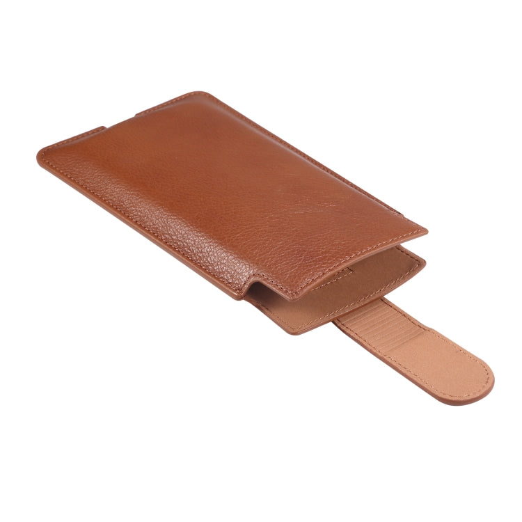 Universal Cow Leather Vertical Mobile Phone Leather Case Waist Bag For 7.2 inch and Below Phones