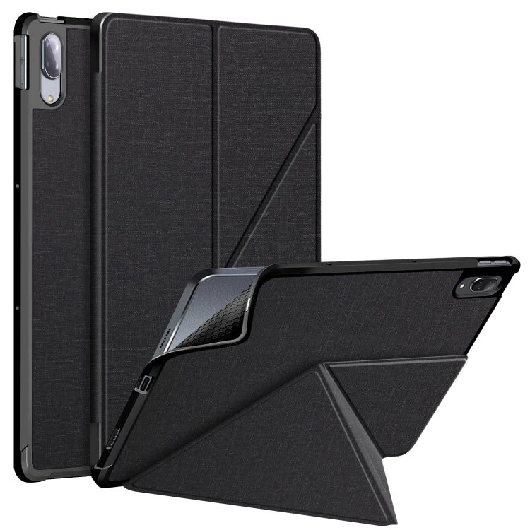 For Lenovo Tab P11 Pro  TB-706F Cloth Texture Multi-folding Horizontal Flip PU Leather Shockproof Case with Holder & Sleep / Wake-up Function