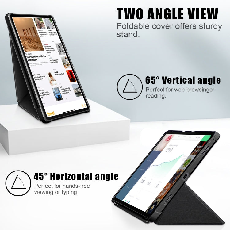 For Lenovo Tab P11 Pro  TB-706F Cloth Texture Multi-folding Horizontal Flip PU Leather Shockproof Case with Holder & Sleep / Wake-up Function