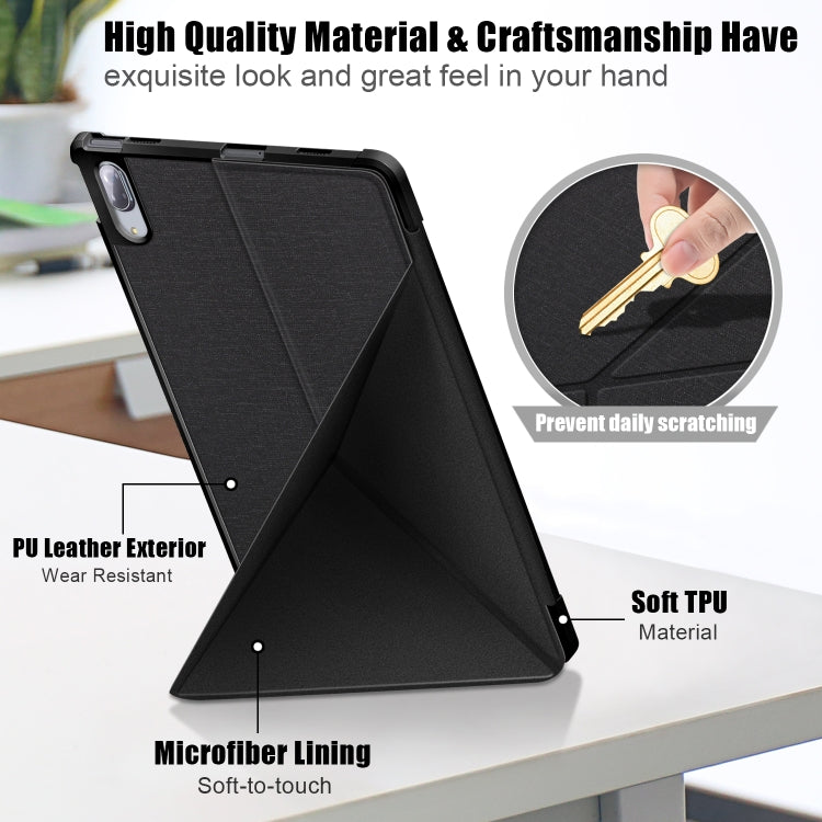 For Lenovo Tab P11 Pro  TB-706F Cloth Texture Multi-folding Horizontal Flip PU Leather Shockproof Case with Holder & Sleep / Wake-up Function