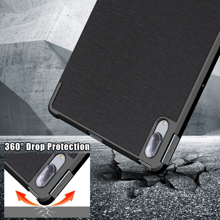 For Lenovo Tab P11 Pro  TB-706F Cloth Texture Multi-folding Horizontal Flip PU Leather Shockproof Case with Holder & Sleep / Wake-up Function
