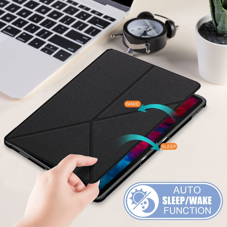 For Lenovo Tab P11 Pro  TB-706F Cloth Texture Multi-folding Horizontal Flip PU Leather Shockproof Case with Holder & Sleep / Wake-up Function