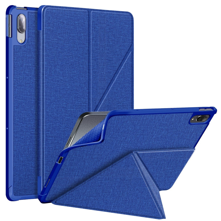 For Lenovo Tab P11 Pro  TB-706F Cloth Texture Multi-folding Horizontal Flip PU Leather Shockproof Case with Holder & Sleep / Wake-up Function