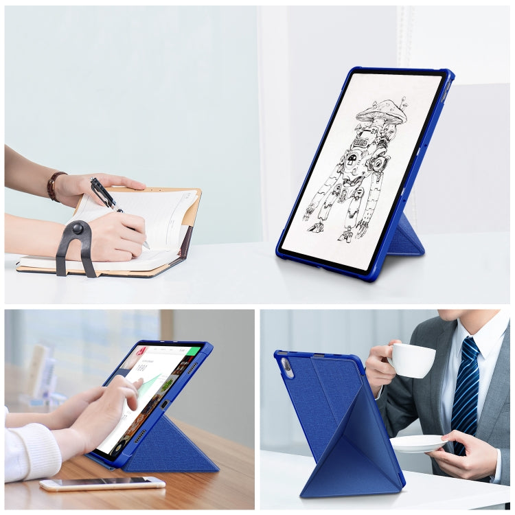 For Lenovo Tab P11 Pro  TB-706F Cloth Texture Multi-folding Horizontal Flip PU Leather Shockproof Case with Holder & Sleep / Wake-up Function